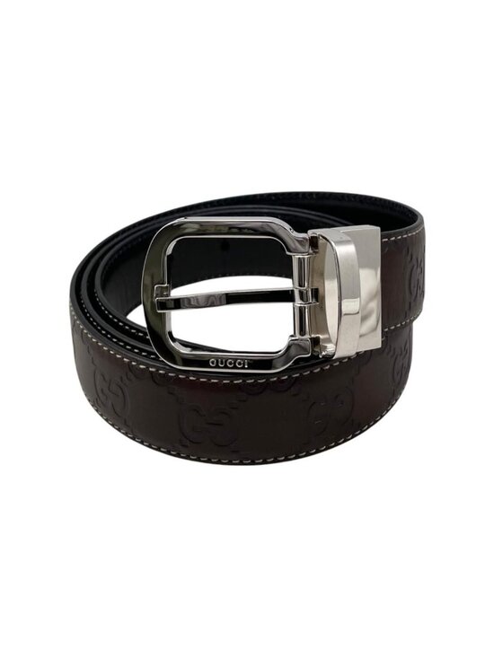 Gucci Belt Shi Marais the Logo Brown Silver